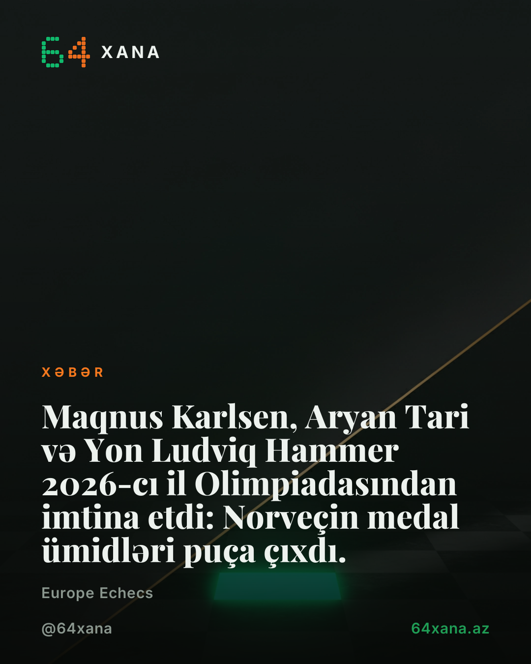 Maqnus Karlsen, Aryan Tari və Yon Ludviq Hammer 2026-cı il Olimpiadasından imtina etdi: Norveçin medal ümidləri puça çıxdı.