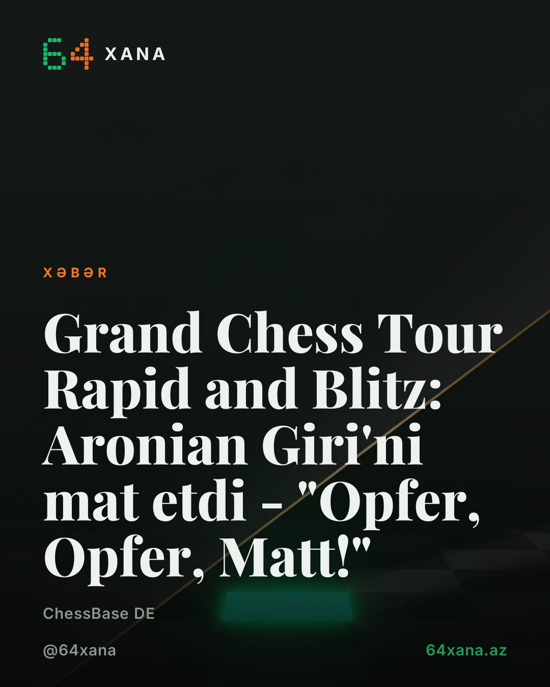 Grand Chess Tour Rapid and Blitz: Aronian Giri'ni mat etdi - "Opfer, Opfer, Matt!"