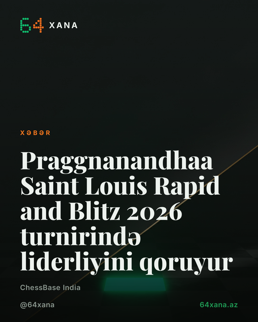 Praggnanandhaa Saint Louis Rapid and Blitz 2026 turnirində liderliyini qoruyur