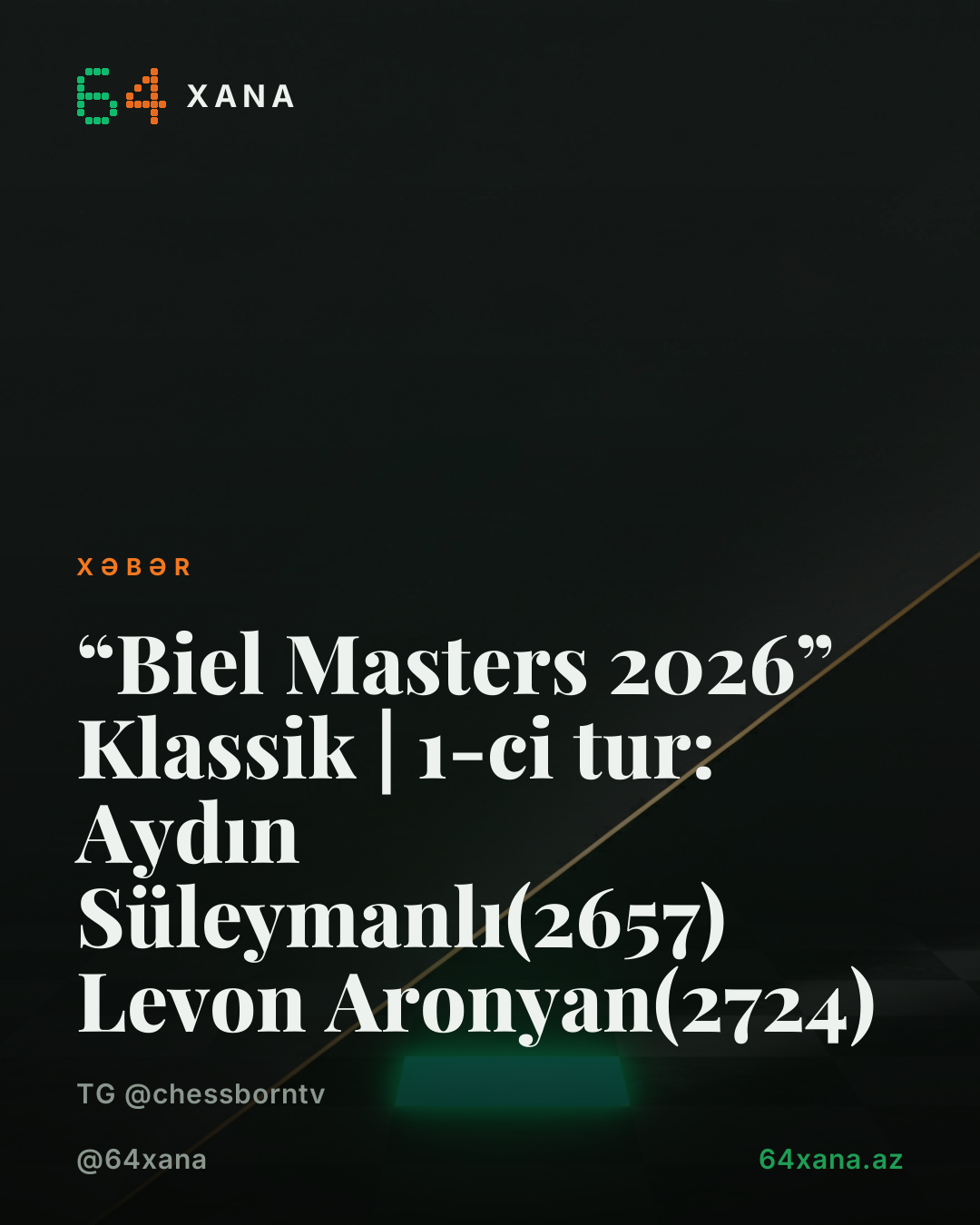✅ “Biel Masters 2026” Klassik | 1-ci tur: 🇦🇿 Aydın Süleymanlı(2657) 🤝 🇺🇸 Levon Aronyan(2724)