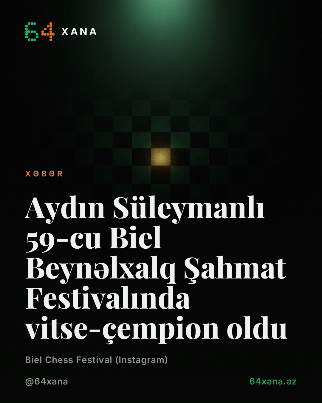 Aydın Süleymanlı 59-cu Biel Beynəlxalq Şahmat Festivalında vitse-çempion oldu