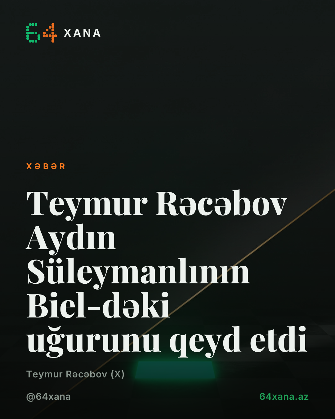 Teymur Rəcəbov Aydın Süleymanlının Biel-dəki uğurunu qeyd etdi