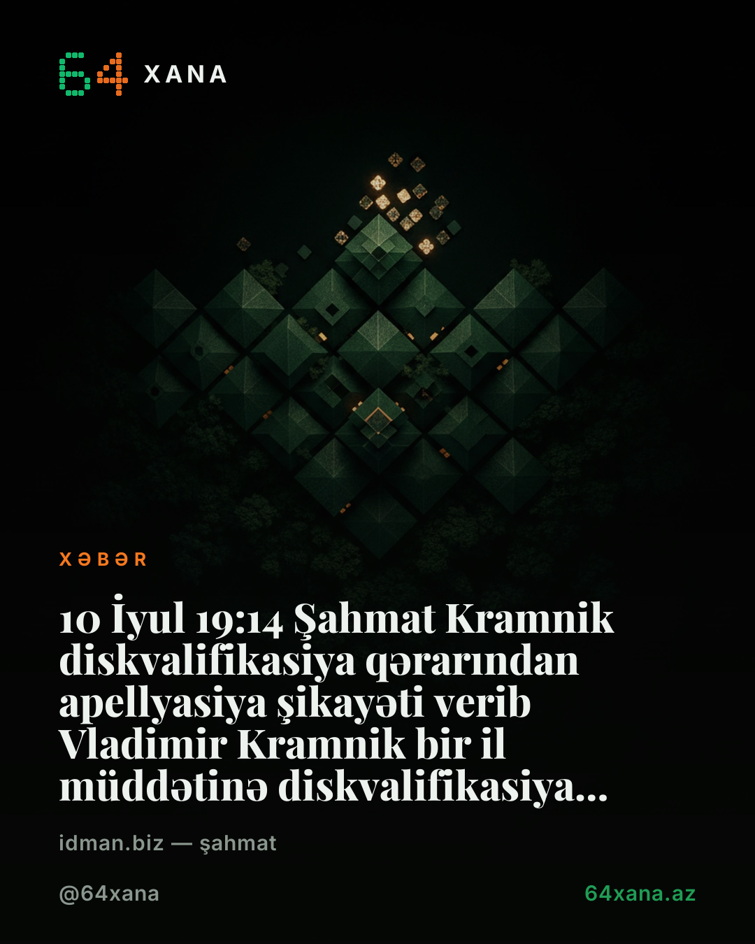 Kramnik diskvalifikasiya qərarından apellyasiya şikayəti verib Vladimir Kramnik bir il müddətinə diskvalifikasiya edilmişdi