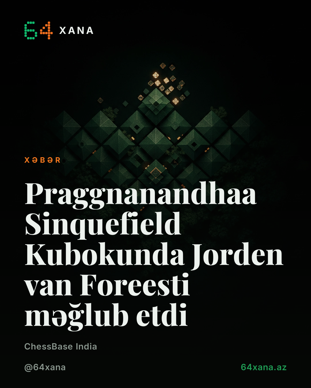 Praggnanandhaa Sinquefield Kubokunda Jorden van Foreesti məğlub etdi