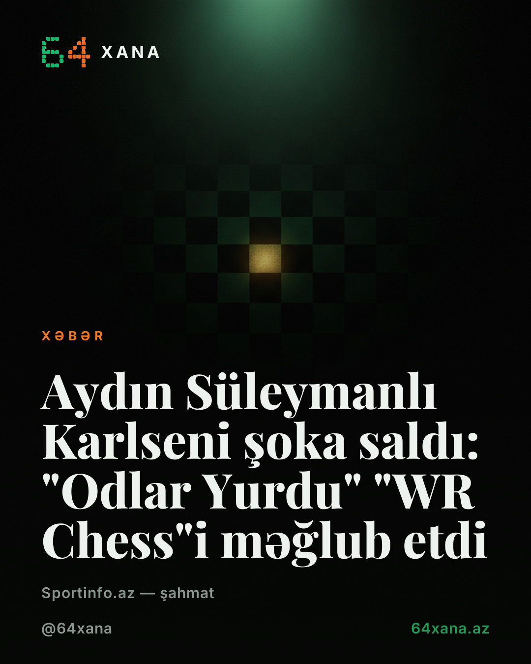 Aydın Süleymanlı Karlseni şoka saldı: "Odlar Yurdu" "WR Chess"i məğlub etdi