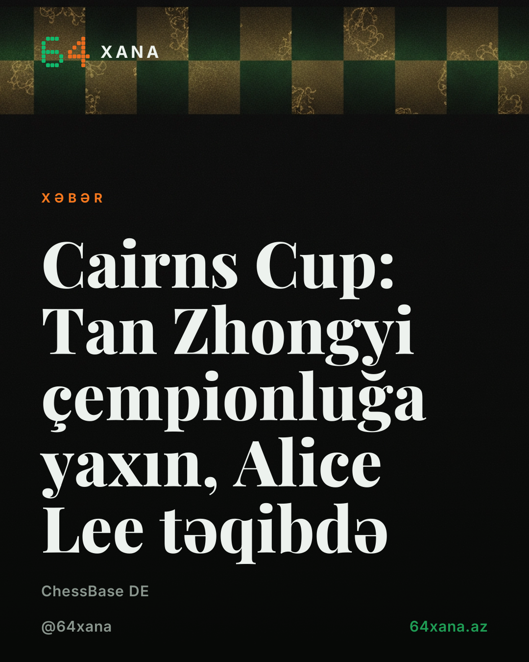 Cairns Cup: Tan Zhongyi çempionluğa yaxın, Alice Lee təqibdə