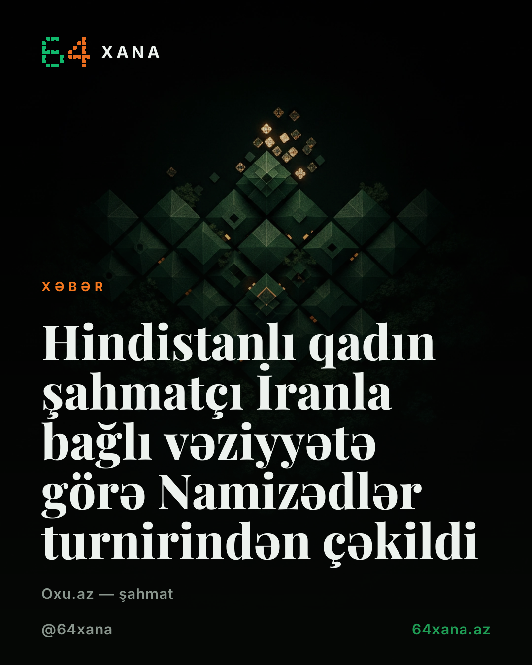 Hindistanlı qadın şahmatçı İranla bağlı vəziyyətə görə Namizədlər turnirindən çəkildi