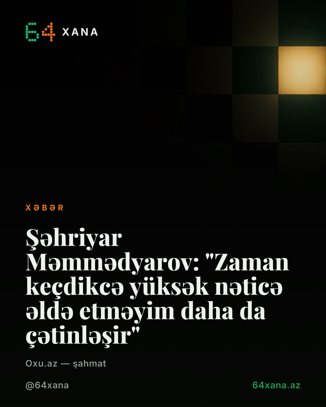 Şəhriyar Məmmədyarov: "Zaman keçdikcə yüksək nəticə əldə etməyim daha da çətinləşir"