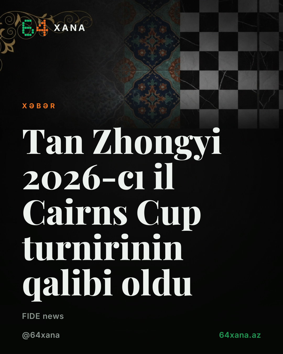 Tan Zhongyi 2026-cı il Cairns Cup turnirinin qalibi oldu