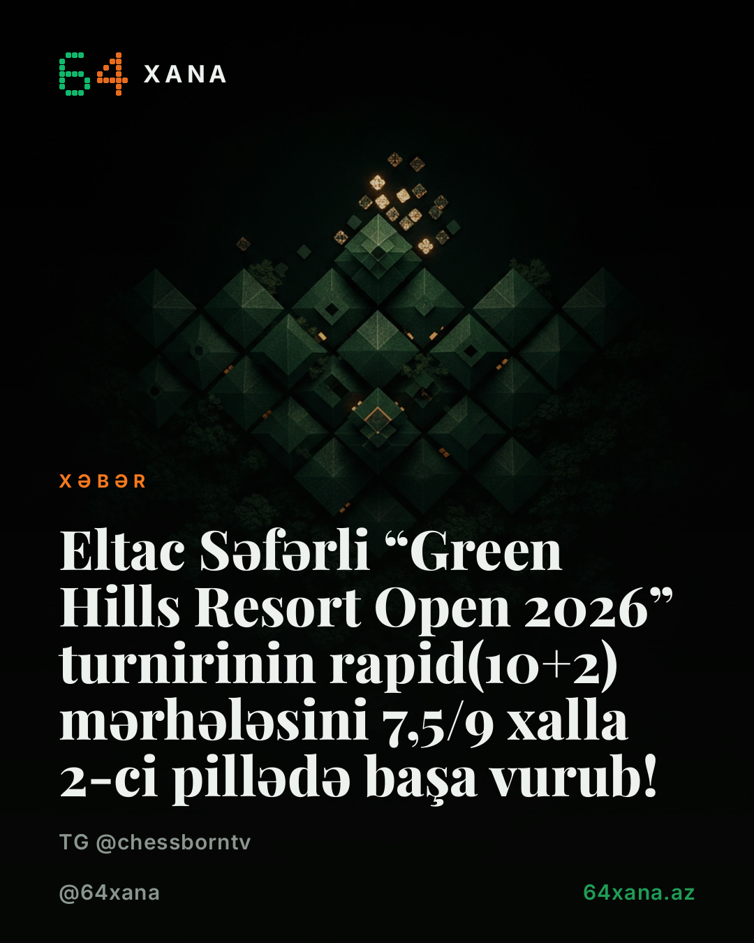🇦🇿 Eltac Səfərli “Green Hills Resort Open 2026” turnirinin rapid(10+2) mərhələsini 7,5/9 xalla 2-ci pillədə başa vurub! 🥈