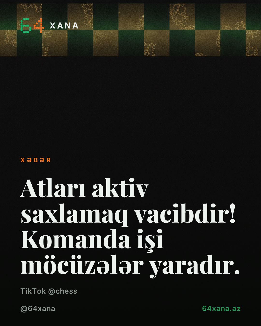 Atları aktiv saxlamaq vacibdir! Komanda işi möcüzələr yaradır.