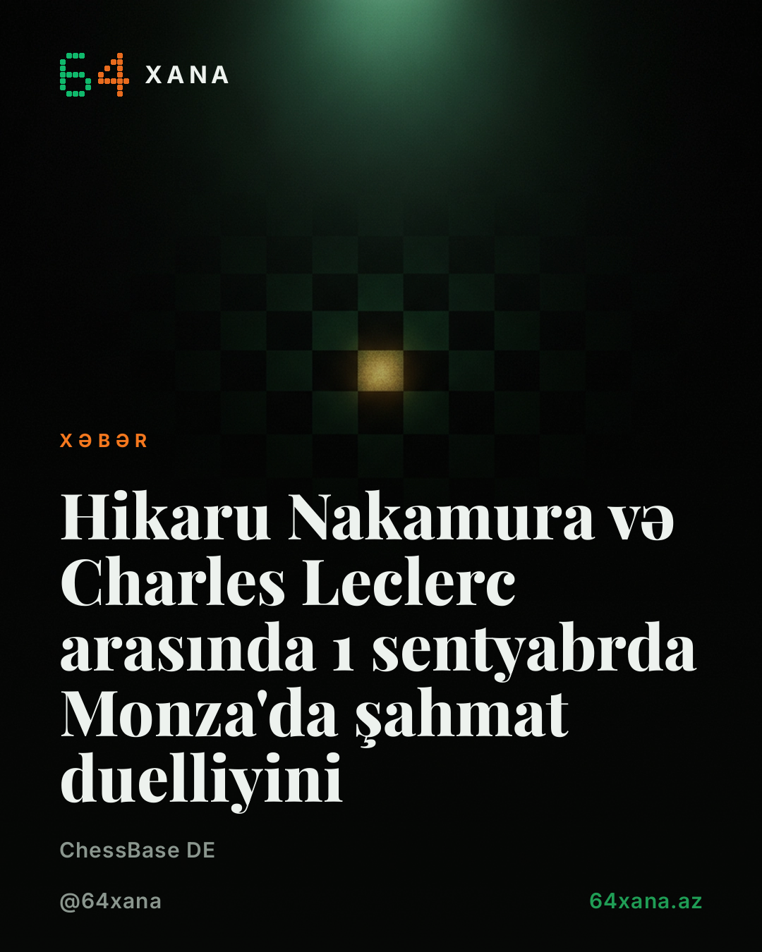 Hikaru Nakamura və Charles Leclerc arasında 1 sentyabrda Monza'da şahmat duelliyini