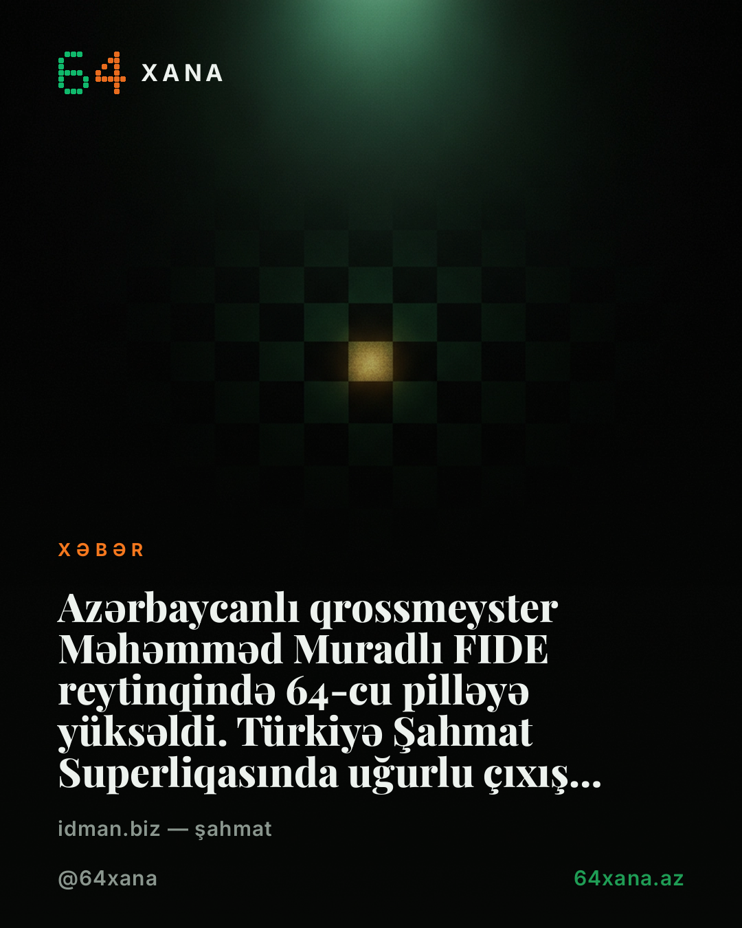 Azərbaycanlı qrossmeyster Məhəmməd Muradlı FIDE reytinqində 64-cu pilləyə yüksəldi. Türkiyə Şahmat Superliqasında uğurlu çıxış yadda saxlandı.