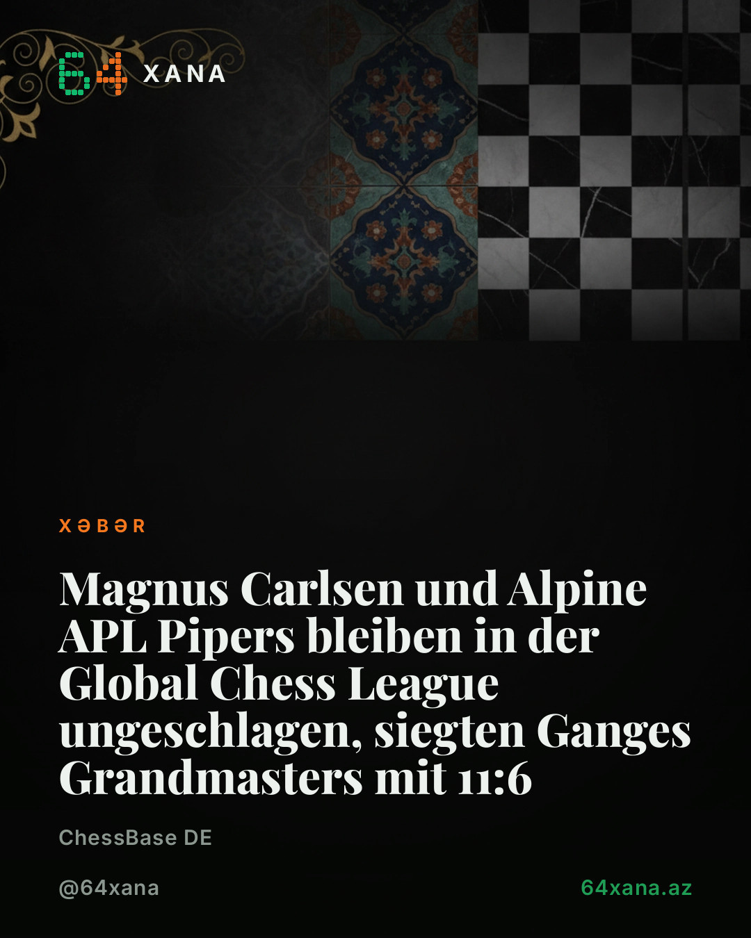 Magnus Carlsen und Alpine APL Pipers bleiben in der Global Chess League ungeschlagen, siegten Ganges Grandmasters mit 11:6