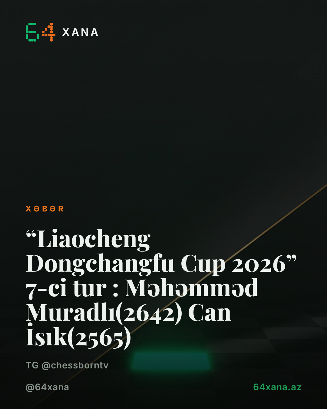 ✅ “Liaocheng Dongchangfu Cup 2026” 7-ci tur : 🇦🇿 Məhəmməd Muradlı(2642) 🤝 🇹🇷 Can İsık(2565)