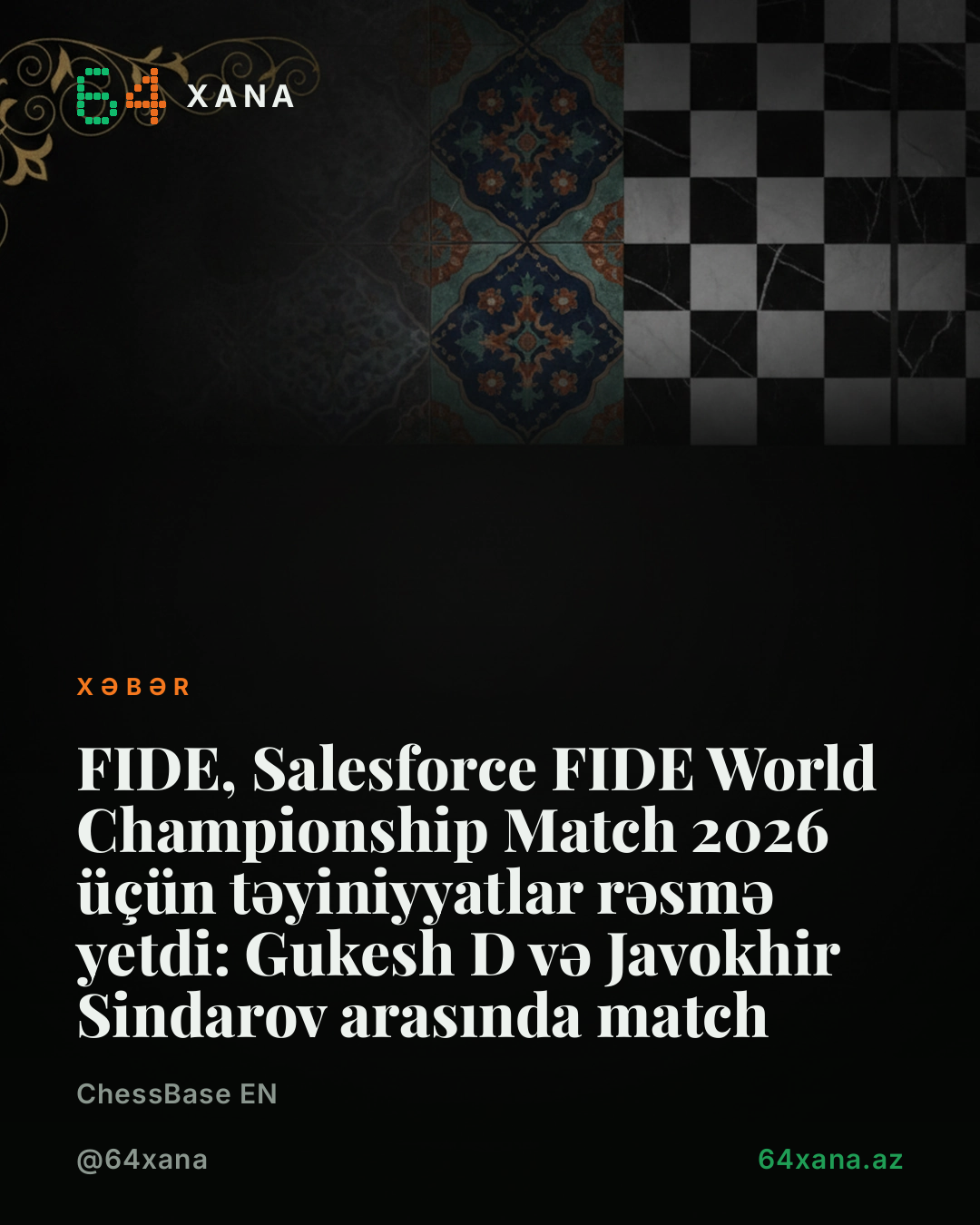 Salesforce FIDE World Championship Match 2026 təqvimi elan olundu