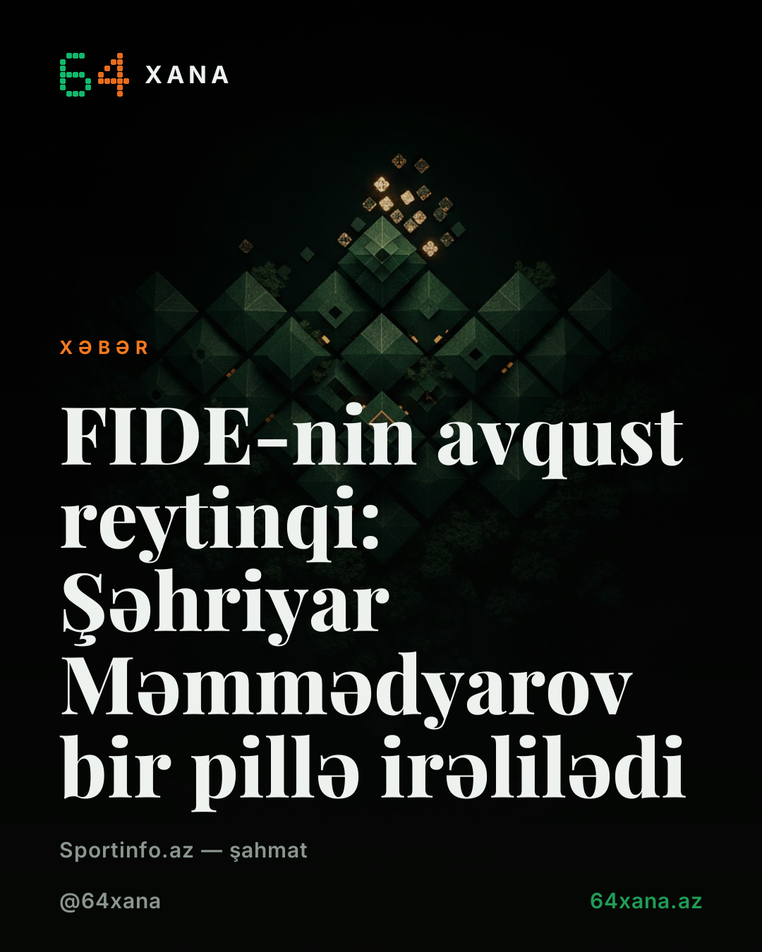 FIDE-nin avqust reytinqi: Şəhriyar Məmmədyarov bir pillə irəlilədi